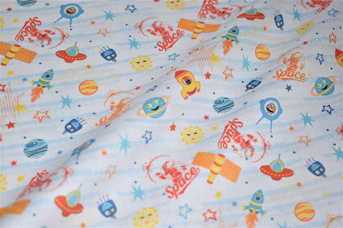 Sky Blue Printed 100% Cotton, Starts Fabric