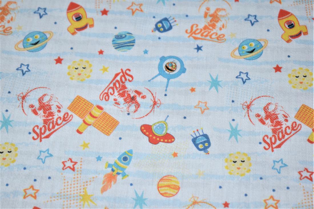 Sky Blue Printed 100% Cotton, Starts Fabric