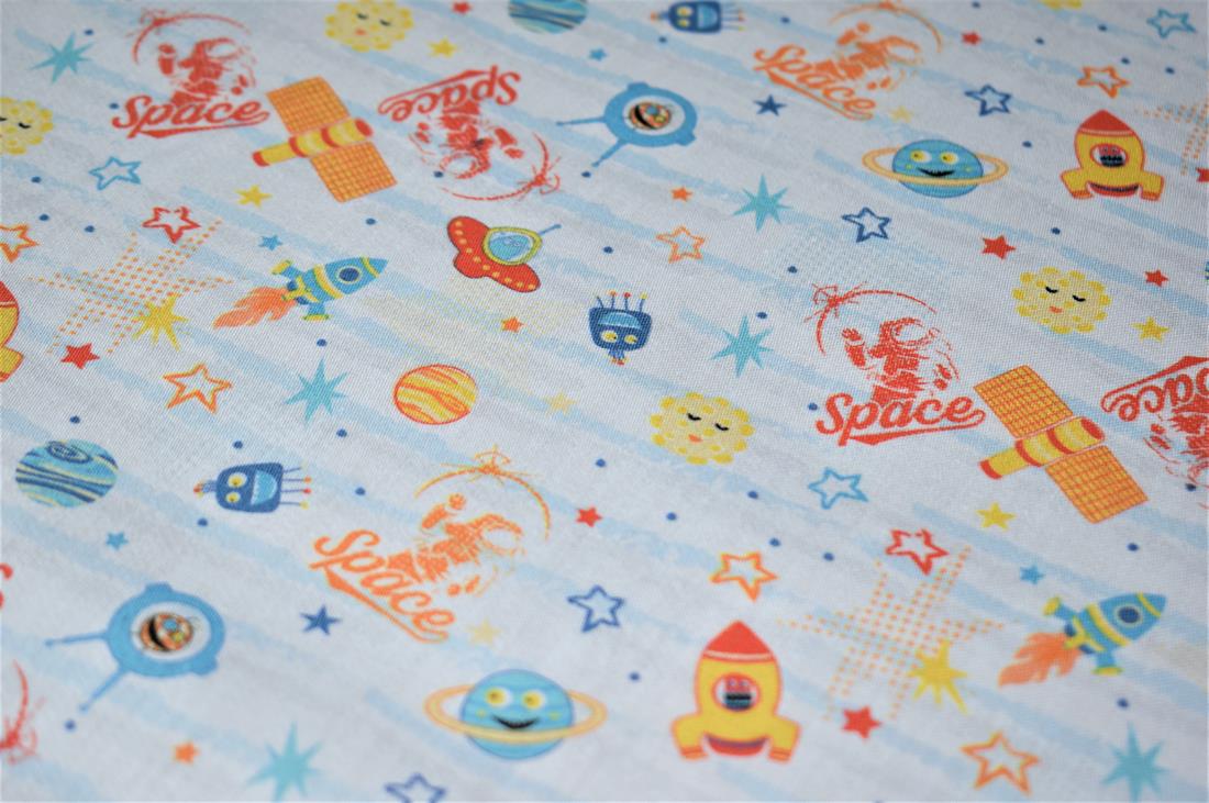 Sky Blue Printed 100% Cotton, Starts Fabric