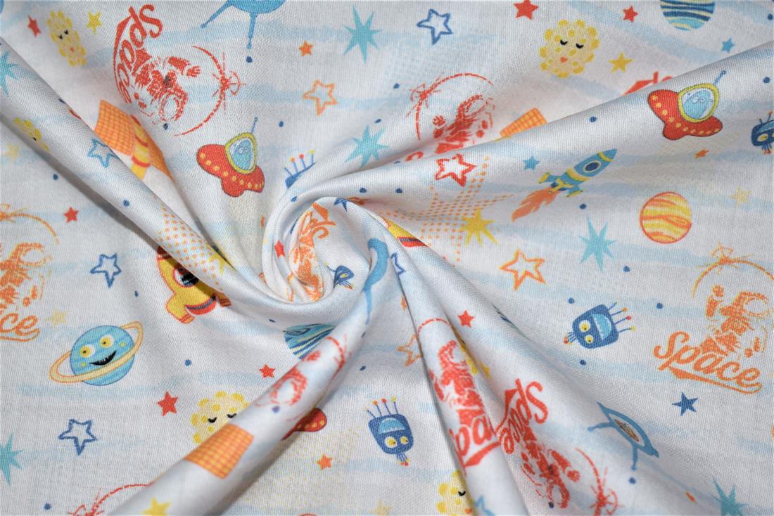 Sky Blue Printed 100% Cotton, Starts Fabric