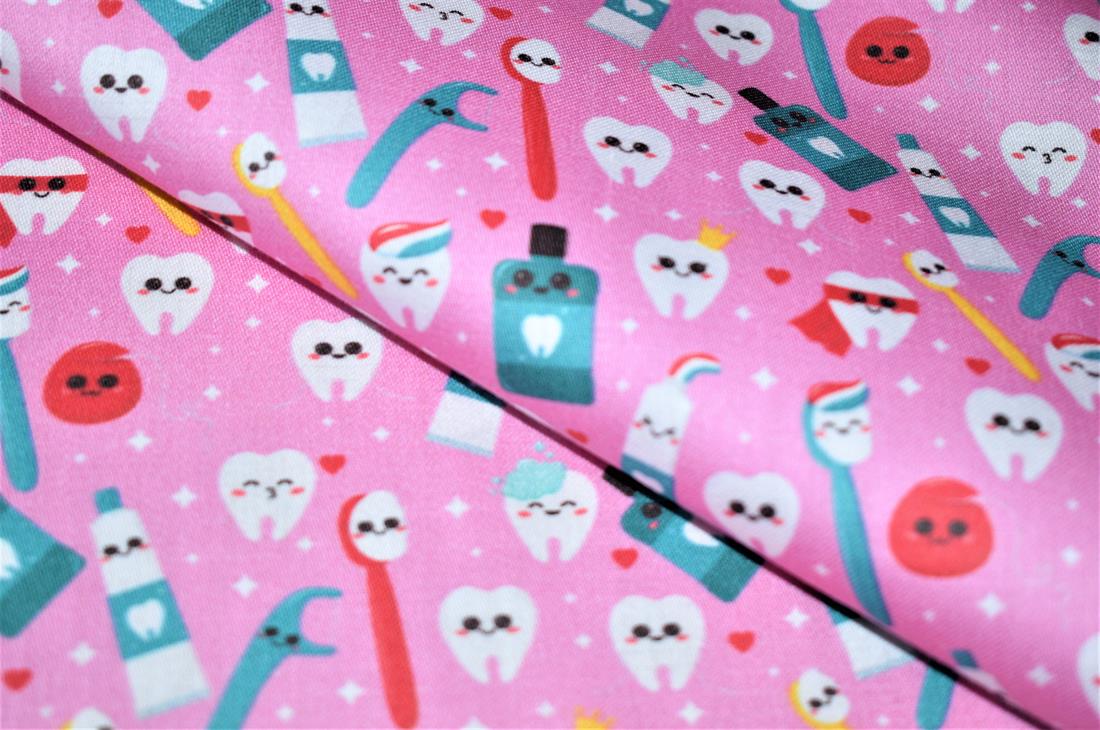 Pink Printed 100% Cotton, Starts Fabric