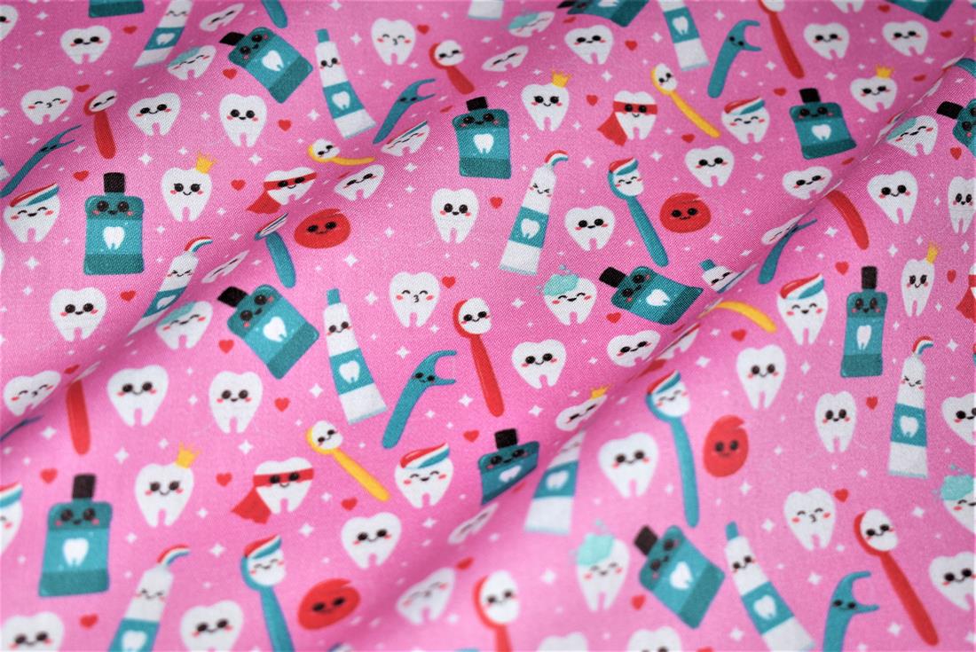 Pink Printed 100% Cotton, Starts Fabric