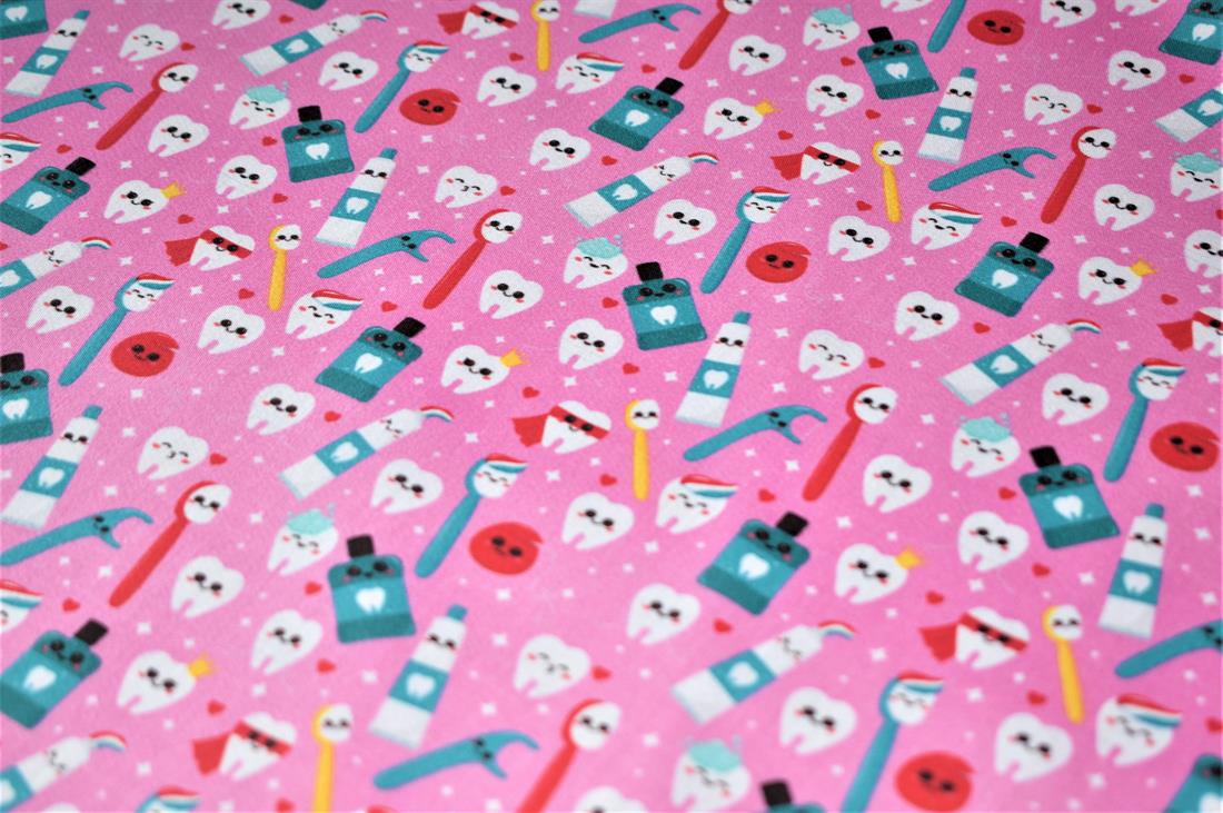 Pink Printed 100% Cotton, Starts Fabric