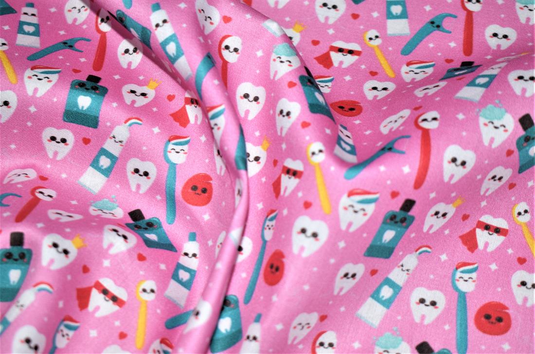 Pink Printed 100% Cotton, Starts Fabric