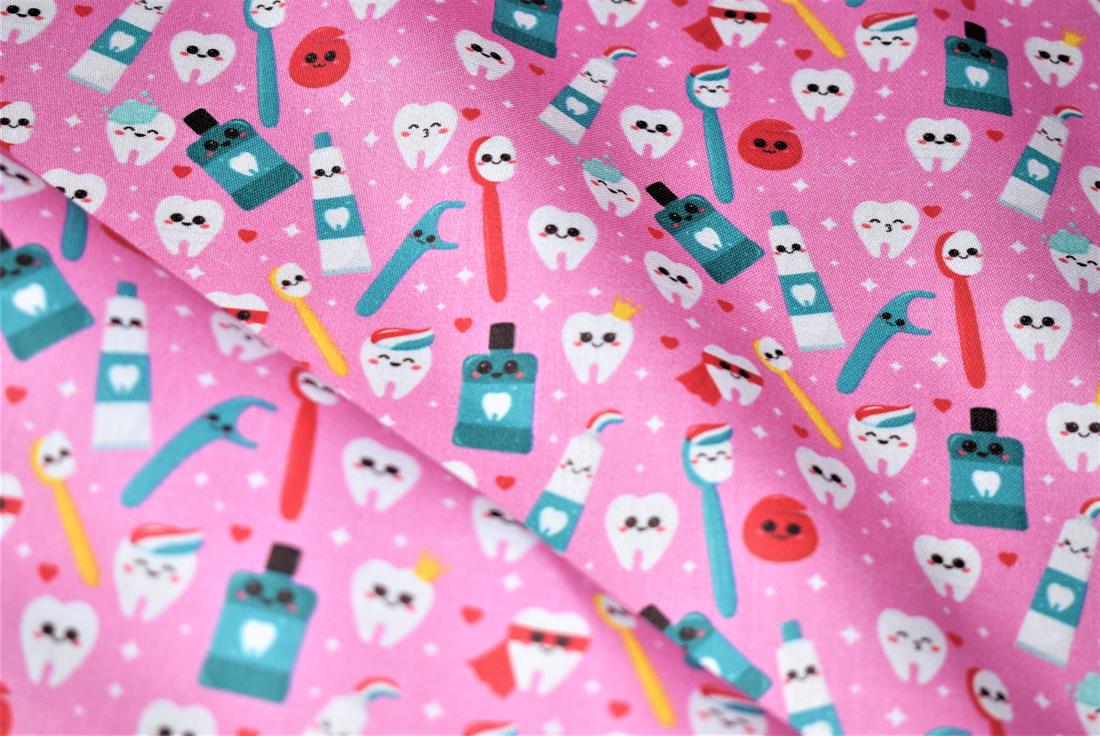 Pink Printed 100% Cotton, Starts Fabric
