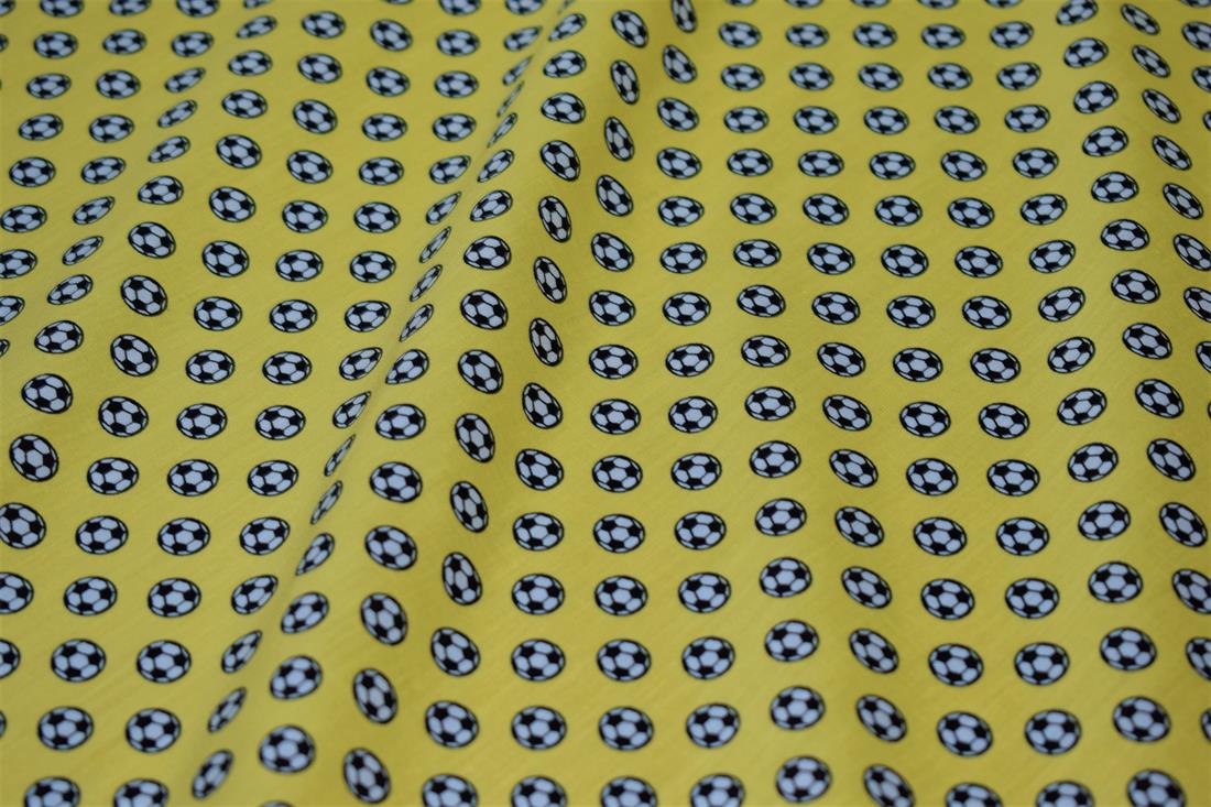 Yellow Football Printed Poplin
