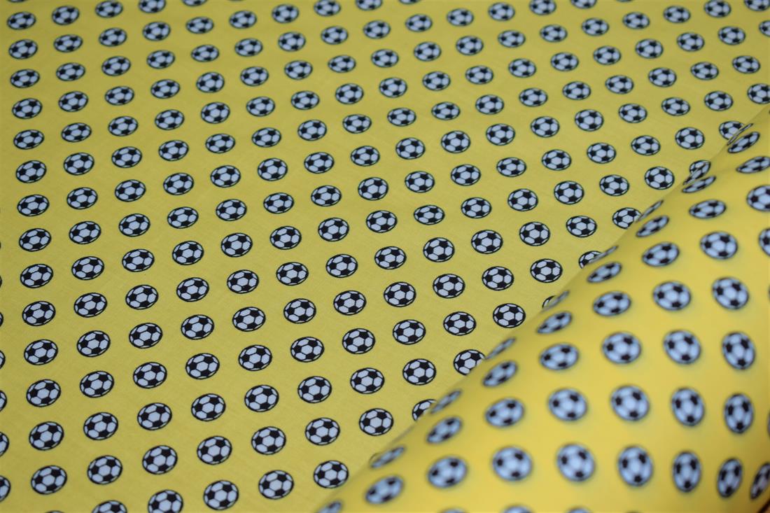 Yellow Football Printed Poplin