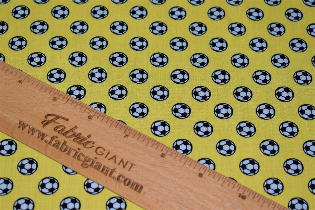Yellow Football Printed Poplin