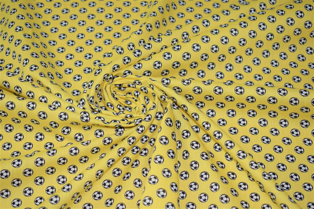 Yellow Football Printed Poplin