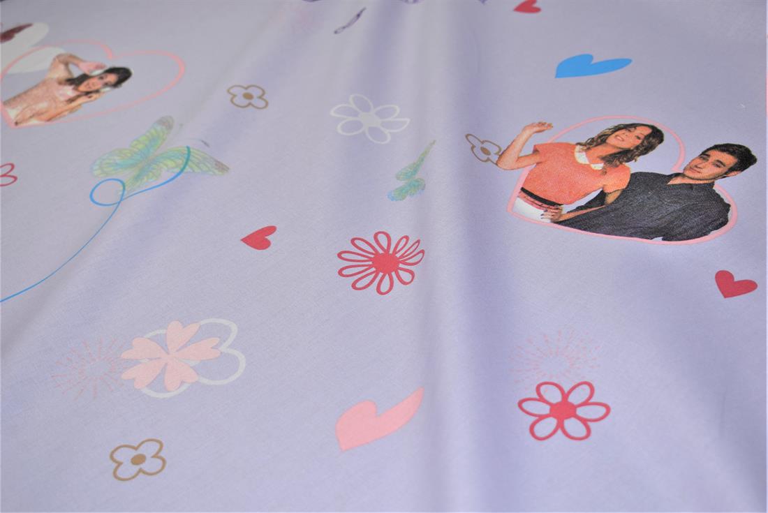 Purple Printed 100% Cotton Fabric, Disney Design