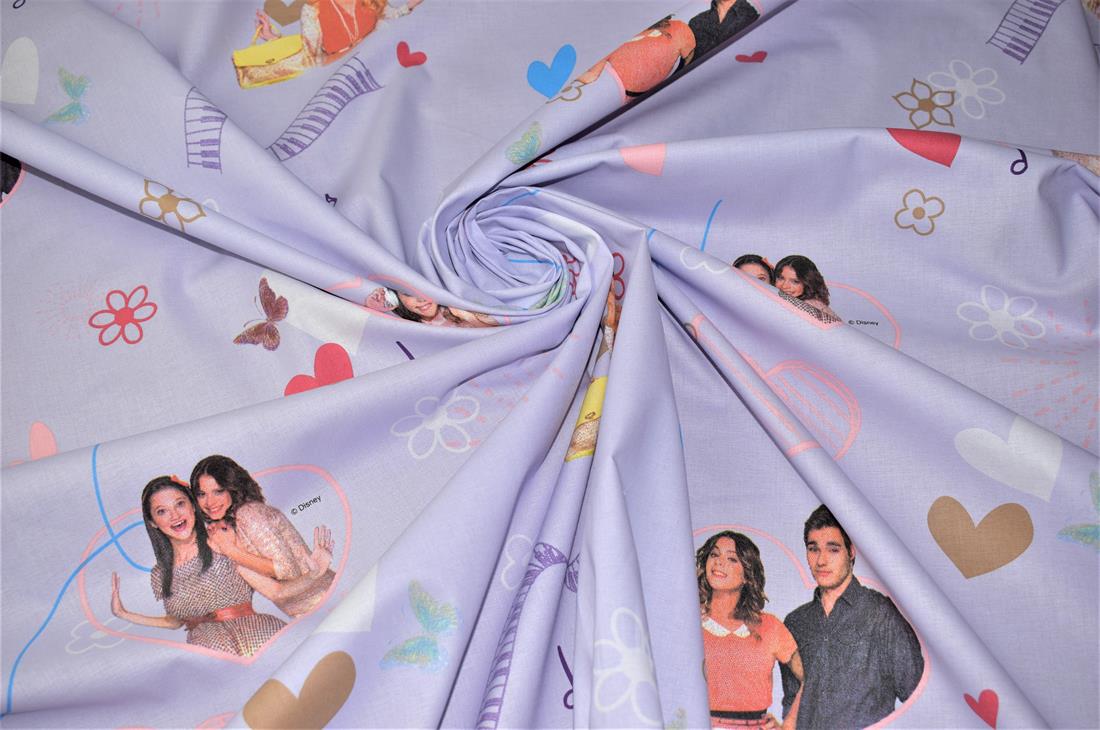 Purple Printed 100% Cotton Fabric, Disney Design