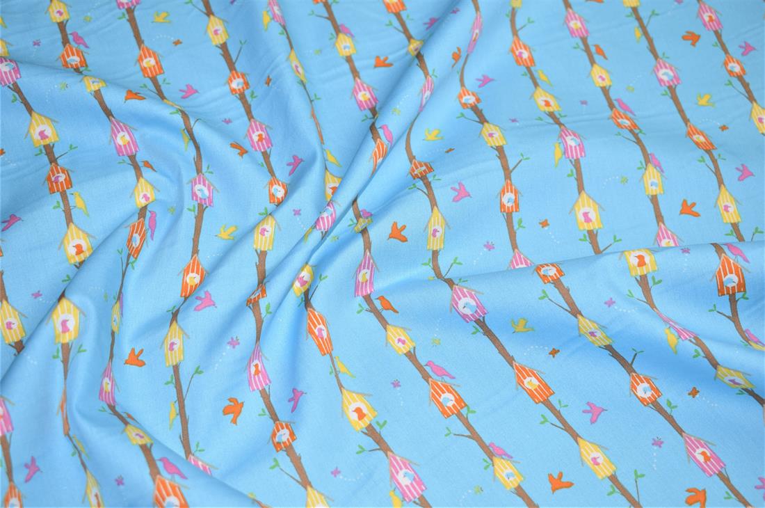 Blue Tree House Design Cotton Poplins