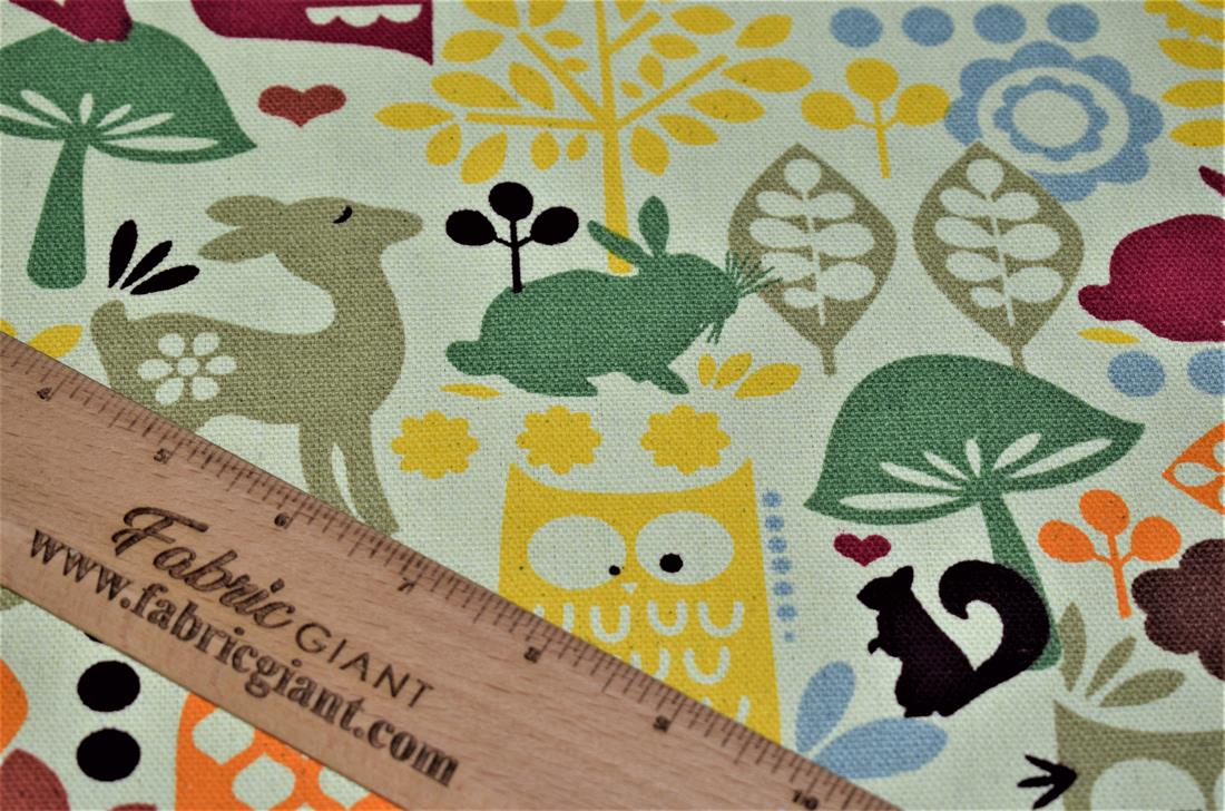 Yellow Owl Printed Design Canvas Fabric