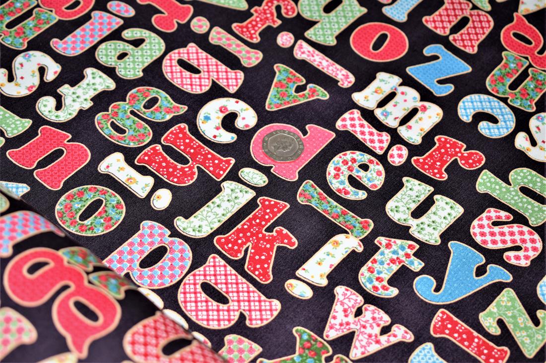 Brown Alphabet Letters Print Cotton Poplins