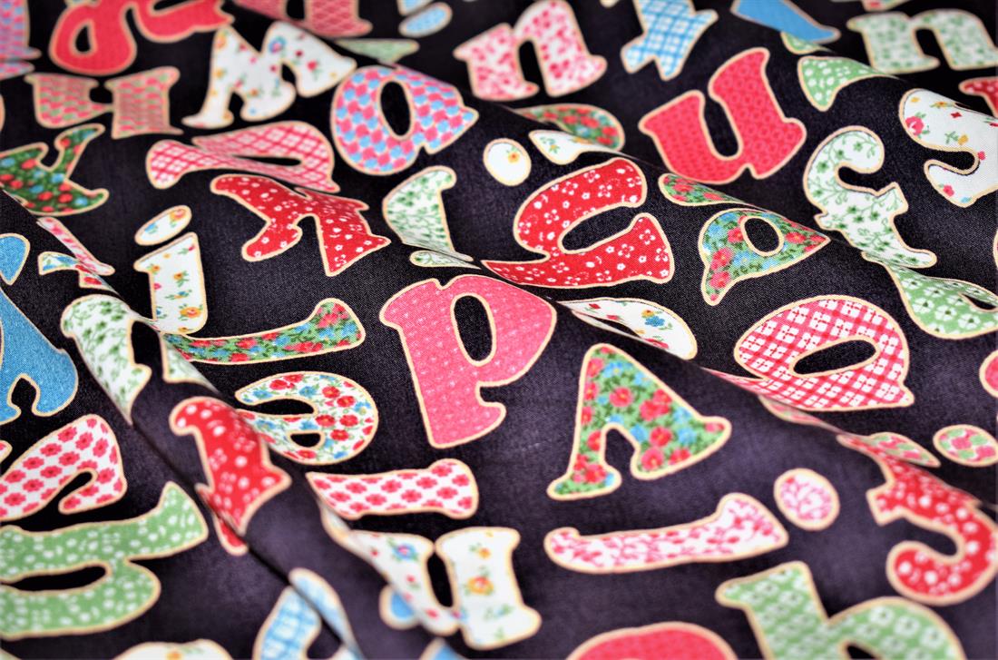Brown Alphabet Letters Print Cotton Poplins