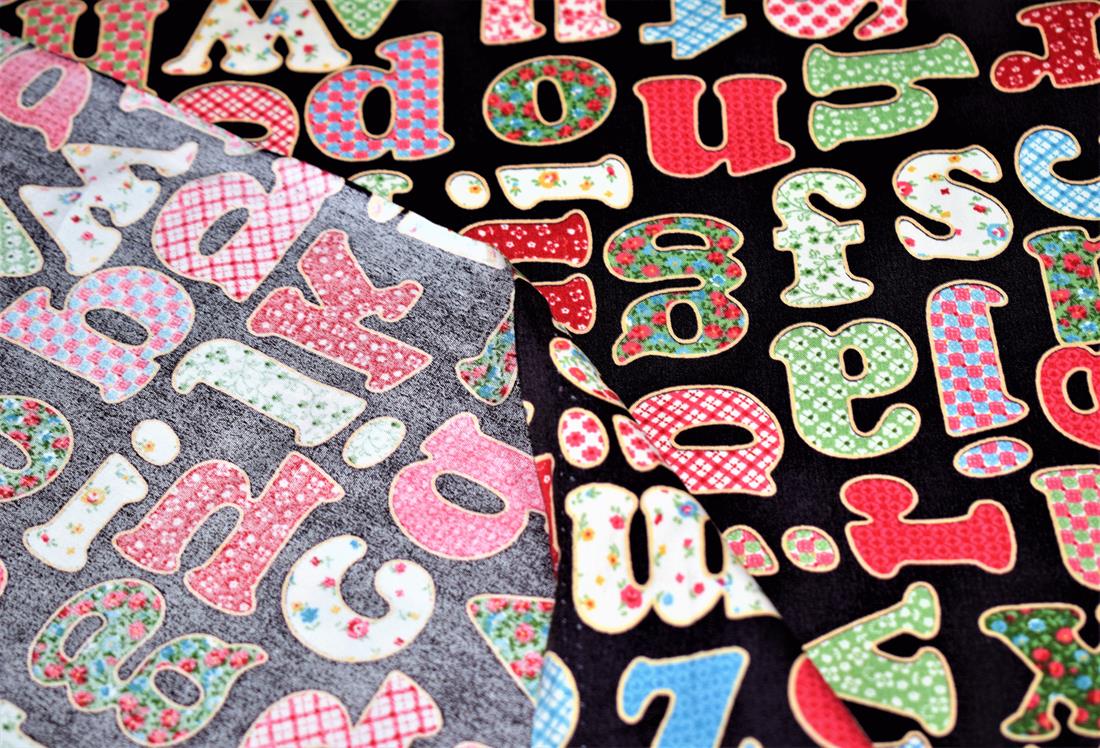 Brown Alphabet Letters Print Cotton Poplins