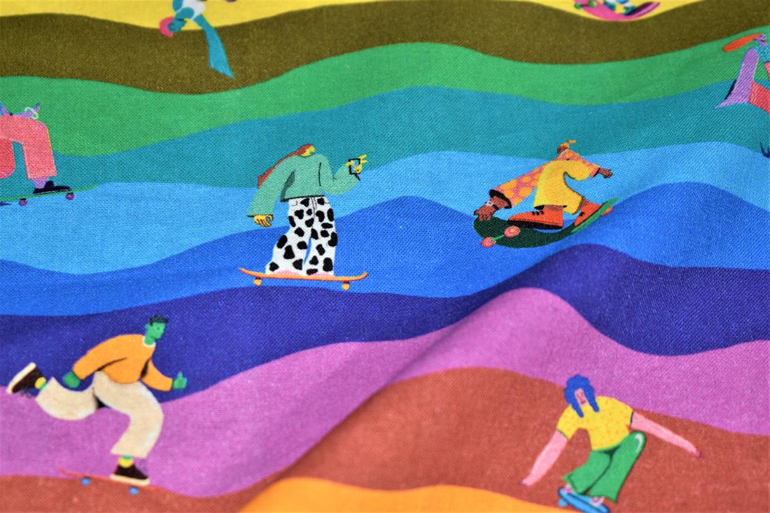 Little Johnny Skate the Rainbow Cotton In the Fabrics