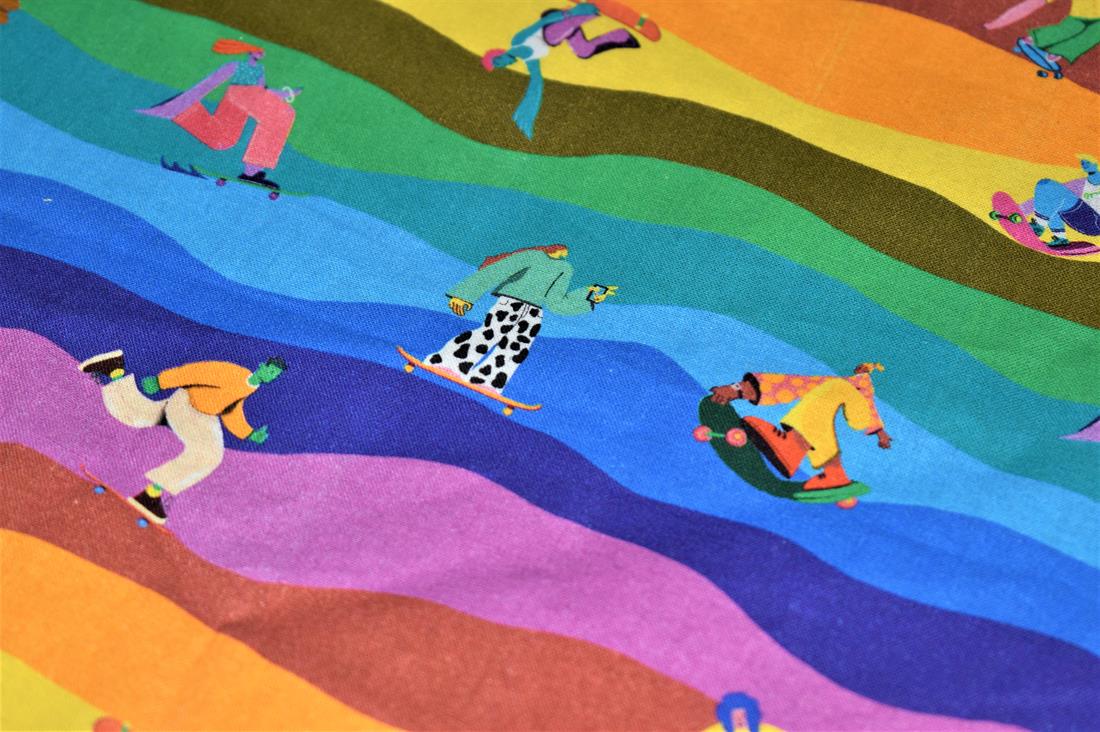 Little Johnny Skate the Rainbow Cotton In the Fabrics