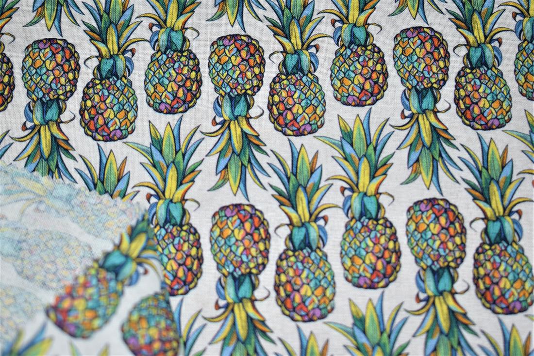 White Little Johnny Pineapple Punch Cotton In the Fabrics