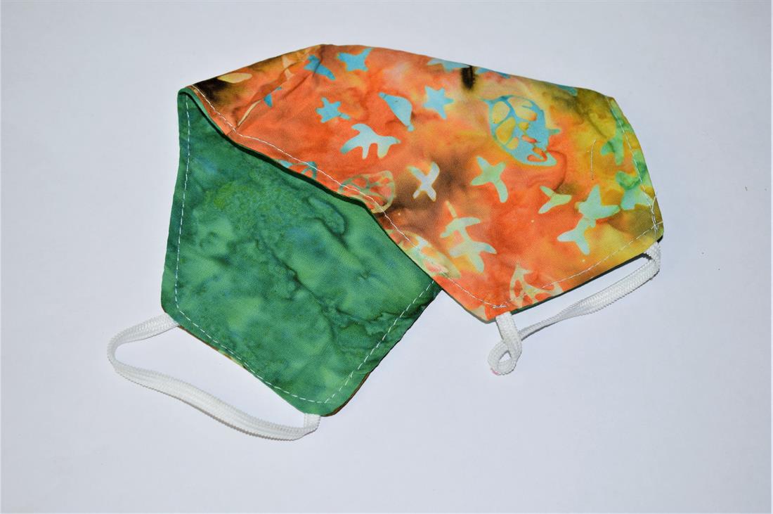Orange Batik Masks Printed Design
