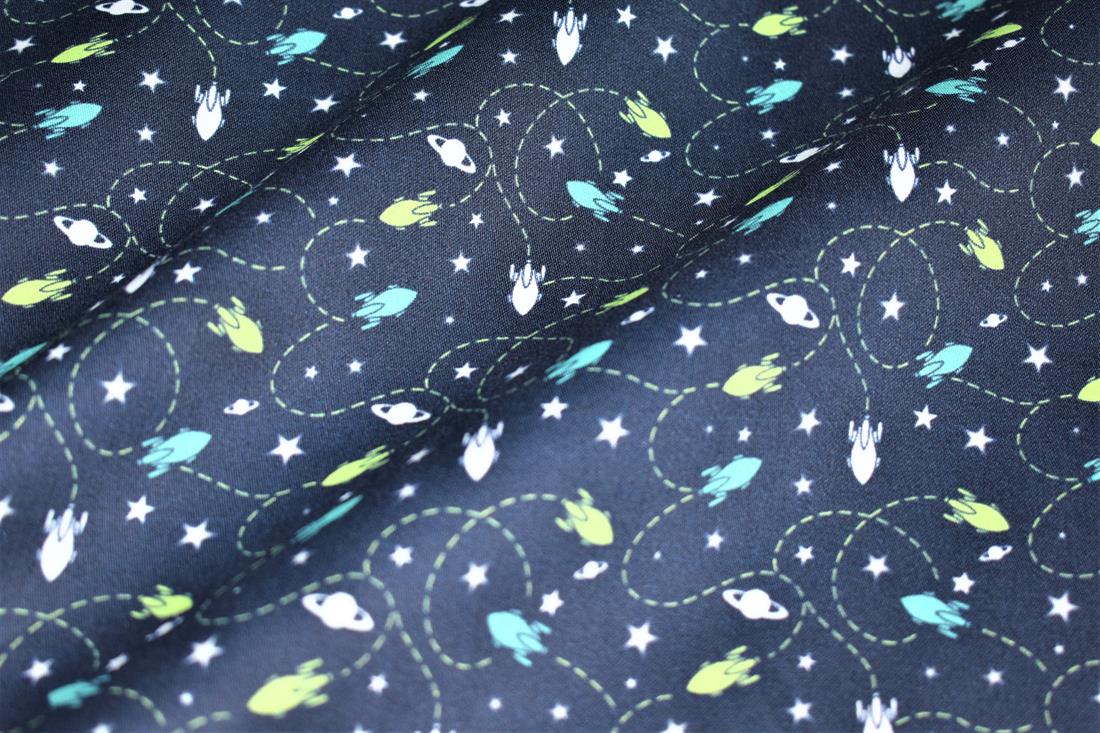 Navy Printed 100% Cotton Chick Fabric