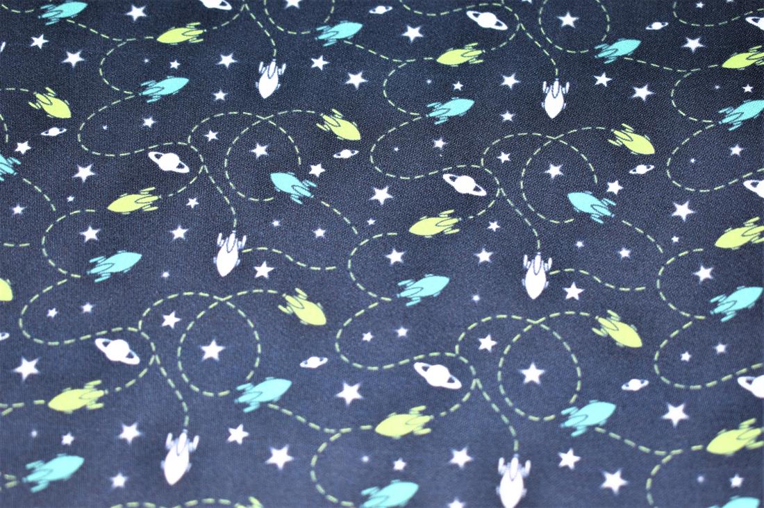 Navy Printed 100% Cotton Chick Fabric