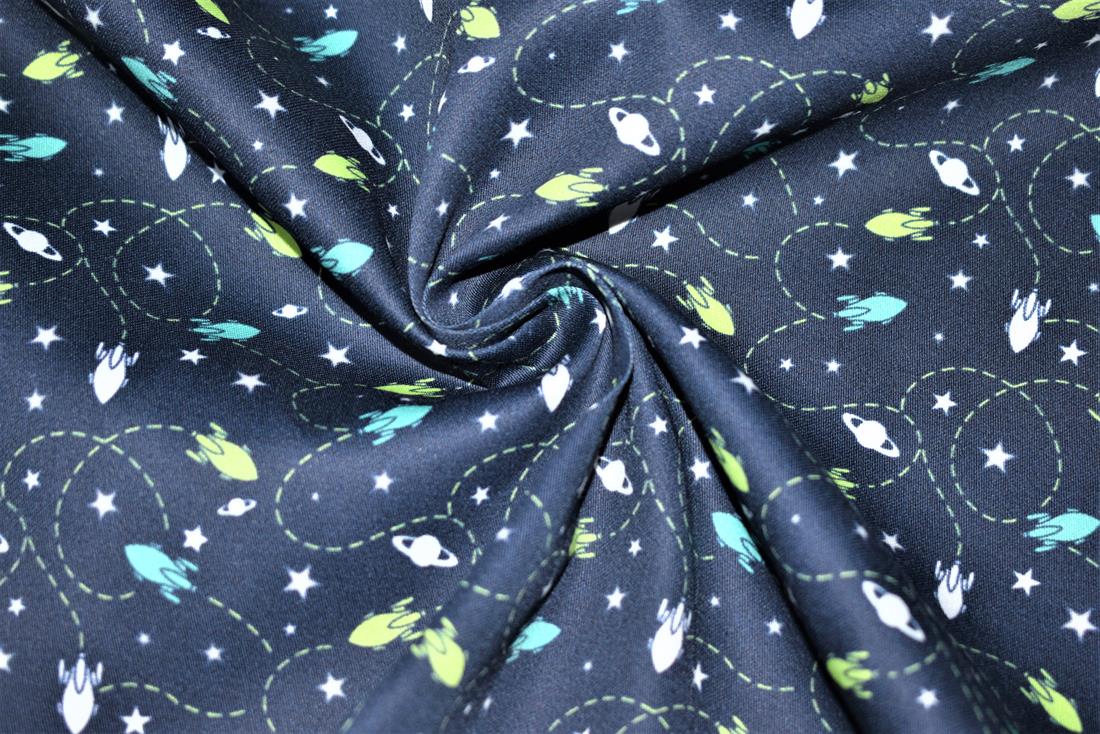 Navy Printed 100% Cotton Chick Fabric