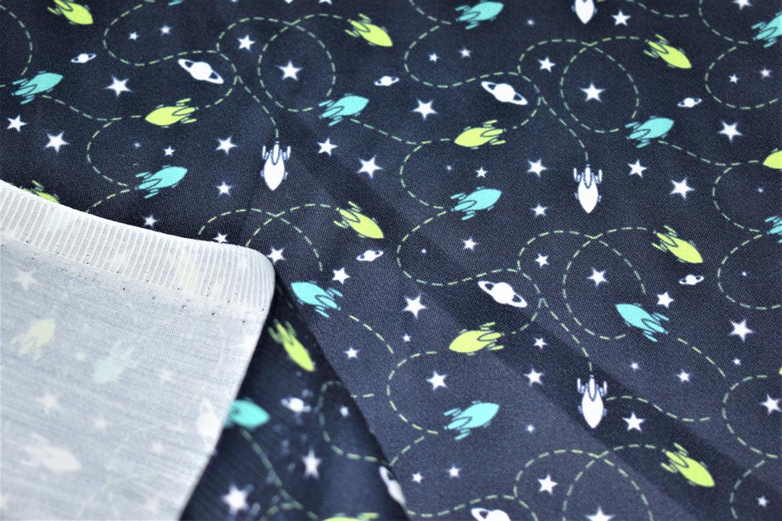 Navy Printed 100% Cotton Chick Fabric
