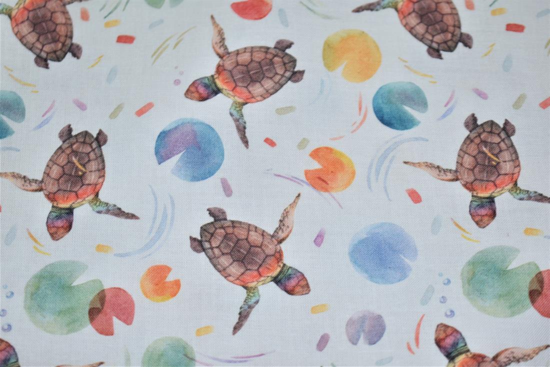 White Digital Printed 100% Cotton, Merboys Design Fabric