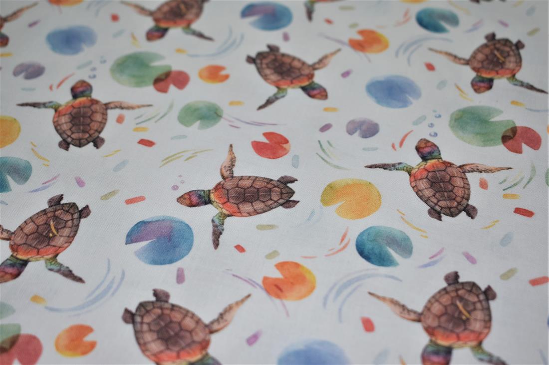White Digital Printed 100% Cotton, Merboys Design Fabric
