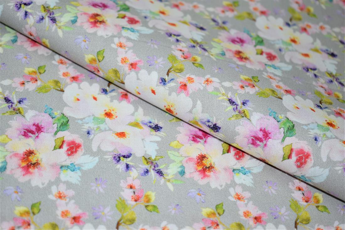 Light Grey Digital Printed 100% Cotton, Merboys Design Fabric
