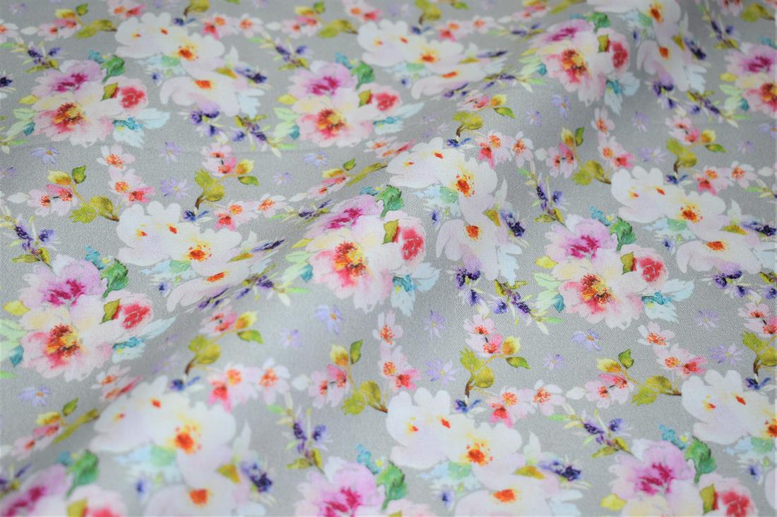 Light Grey Digital Printed 100% Cotton, Merboys Design Fabric