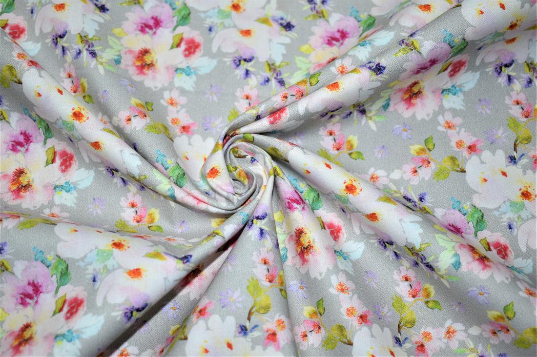 Light Grey Digital Printed 100% Cotton, Merboys Design Fabric