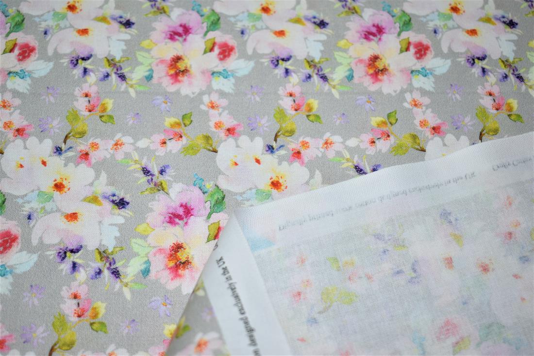Light Grey Digital Printed 100% Cotton, Merboys Design Fabric