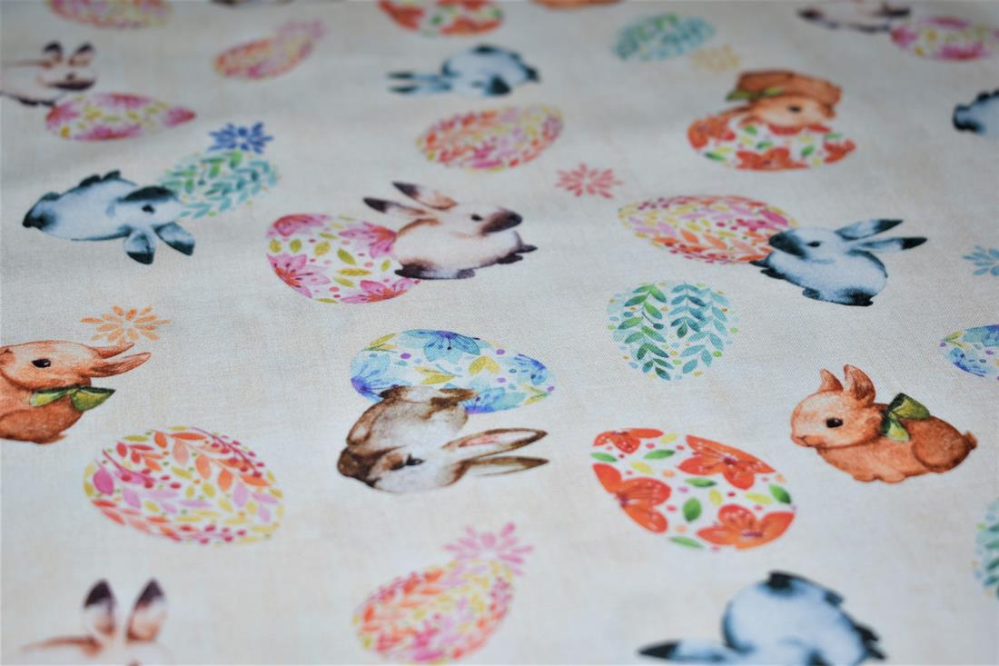 Cream Digital Printed 100% Cotton, Merboys Design Fabric