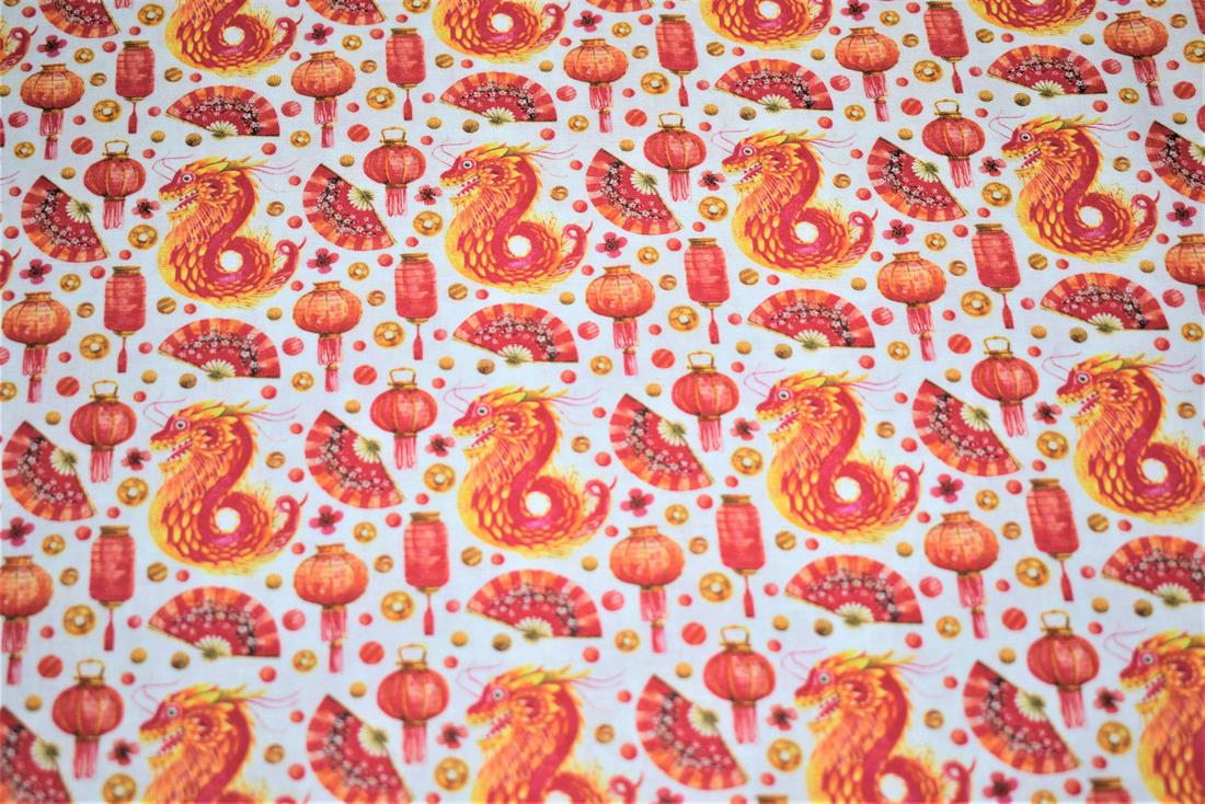 White & Red Digital Printed 100% Cotton, Merboys Design Fabric