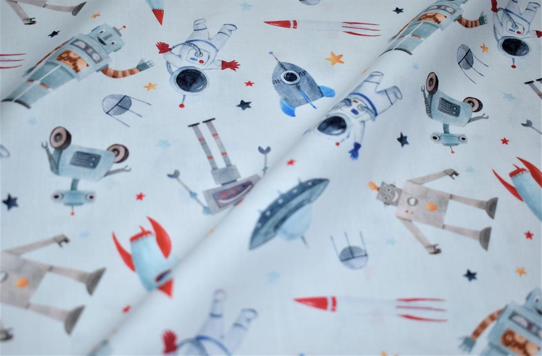White Little Johnny Printed 100% Cotton Fabric