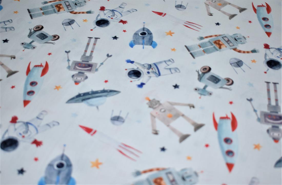 White Little Johnny Printed 100% Cotton Fabric