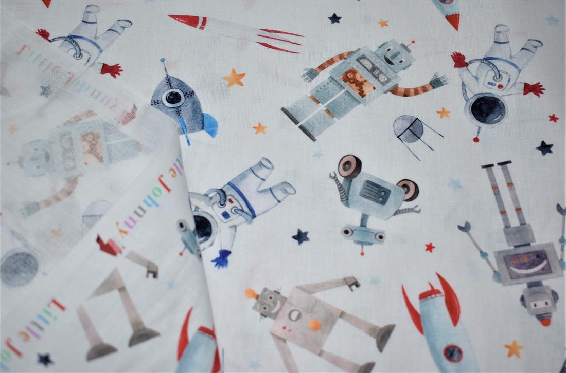 White Little Johnny Printed 100% Cotton Fabric