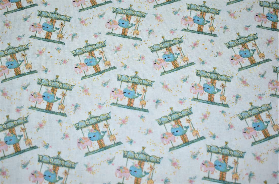 White Digital Printed 100% Cotton, Merboys Design Fabric