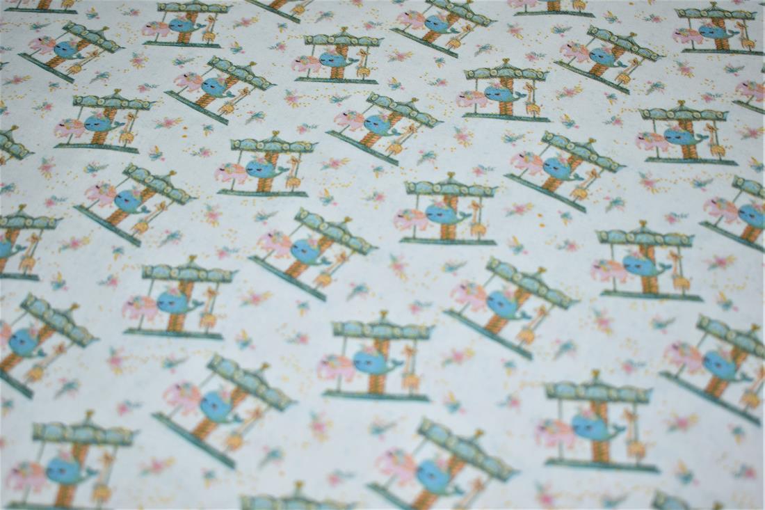 White Digital Printed 100% Cotton, Merboys Design Fabric