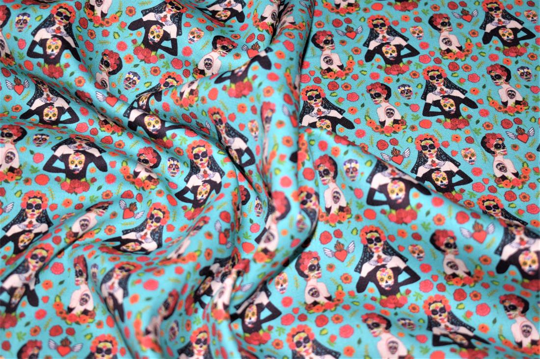 Turquoise Printed 100% Cotton Clearance
