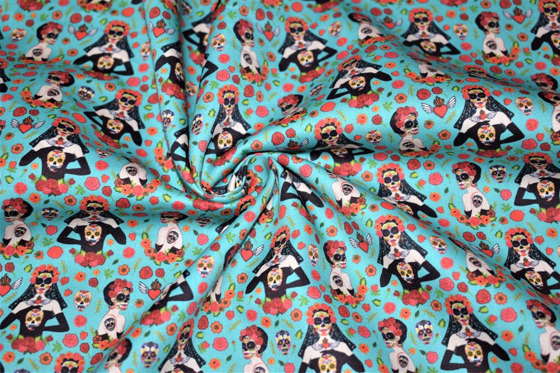 Turquoise Printed 100% Cotton Clearance