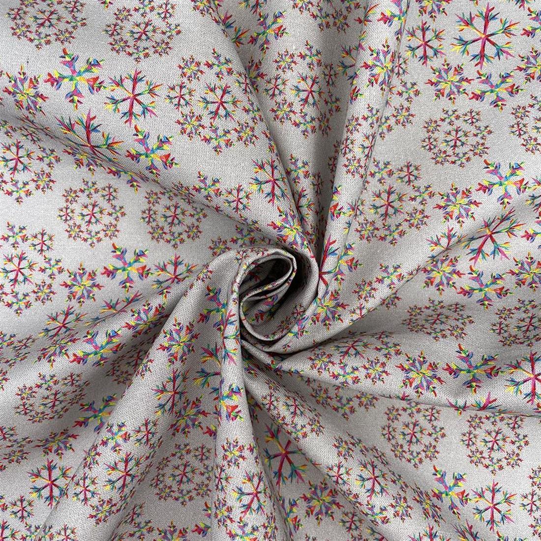 Snowflake Printed Christmas Cotton Fabric