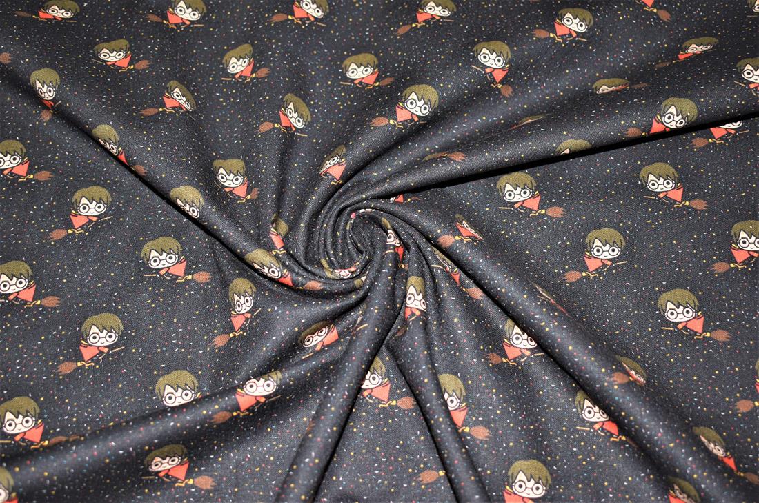 Black Harry Potter -Printed 100% Cotton Fabric