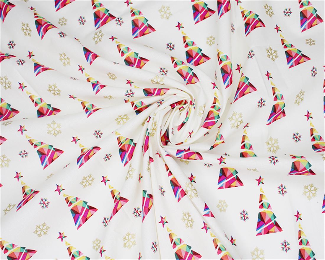 Rainbow Chirstmas Tree Metallic Cotton Christmas Fabric