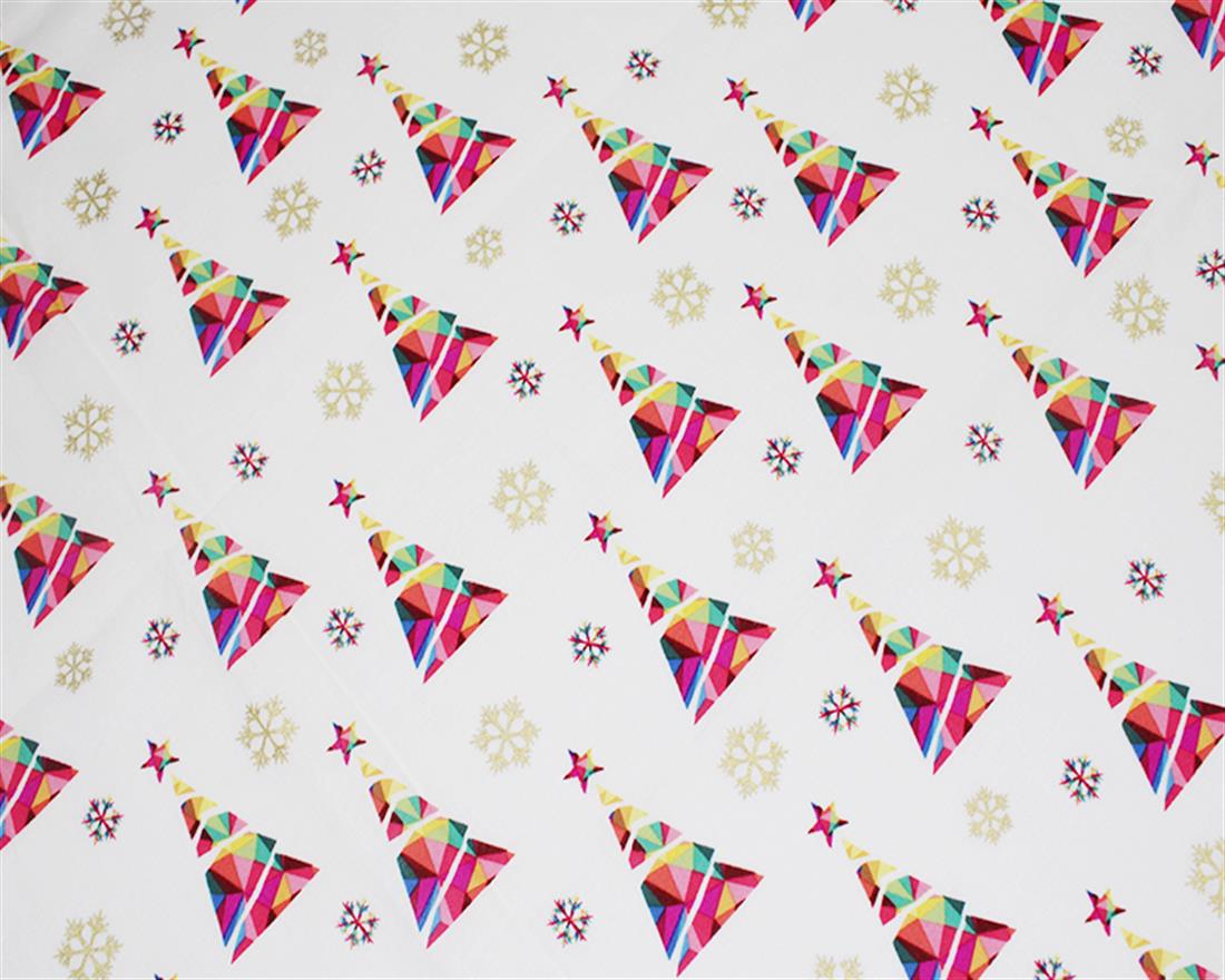 Rainbow Chirstmas Tree Metallic Cotton Christmas Fabric