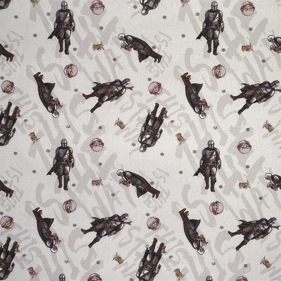 Light Grey Star Wars Printed 100% Cotton Fabric