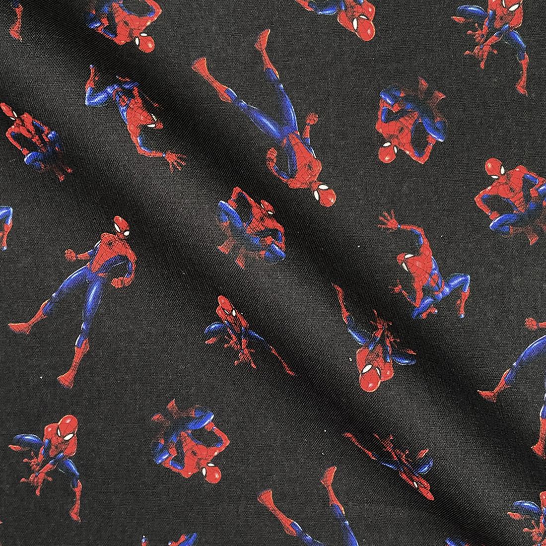 Black Spiderman-Printed 100% Cotton Fabric
