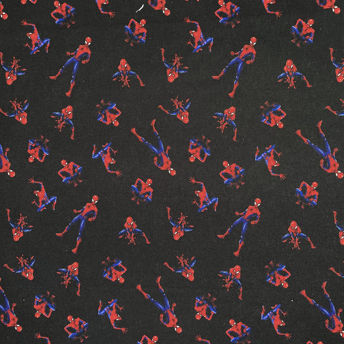 Black Spiderman-Printed 100% Cotton Fabric